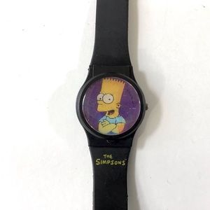 Vintage 1997 Bart Simpson Wrist Watch Subway Challenge Lenticular Pop Open Face